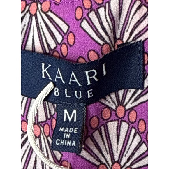 Kaari Blue Pink Shell Print Tank Top Size M Sleeveless Blouse - Picture 5 of 9